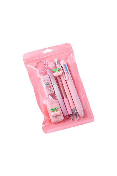 Choice مجموعة أدوات مدرسية ملونة مكونة من 7 قطع، تشمل أقلام حبر جاف وشريط تصح...