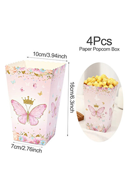 Choice 4pcs Pink Butterfly Food Box Popcorn Box Candy Box Butterfly Birthday ...
