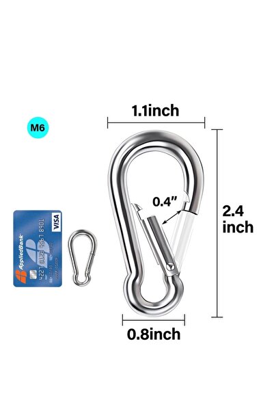 Choice 10 قطع من خطافات زنبركية M6 من الفولاذ المقاوم للصدأ 304 - مشبك حلقة م...