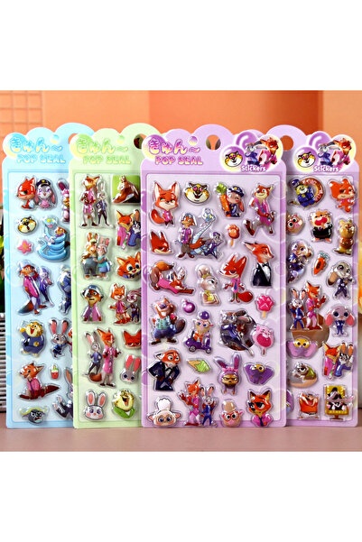 Choice أربع أوراق من ملصقات ديزني زوتوبيا ثلاثية الأبعاد البارزة، ملصقات أنمي...