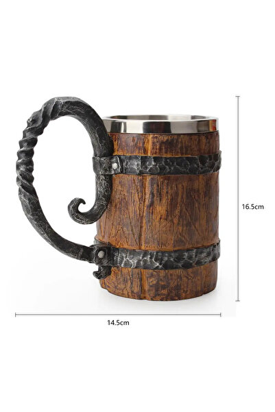 Choice4 كوب شرب فايكنغ أصلي، كوب بيرة يحاكي برميلًا خشبيًا، كوب مزدوج من الفو...
