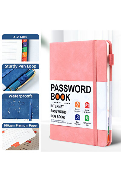 Choice Pink ♥B6 Password Notebook With Color Letter Index Strap Tag, Login Pa...