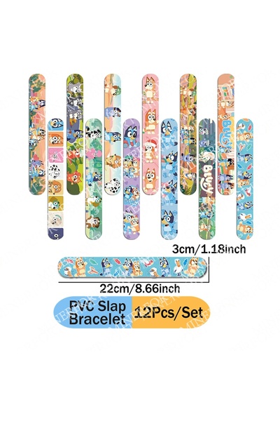 Choice Slap Bracelet 12pcs Bluey Themed Series Bracelets Cartoon Characters B...