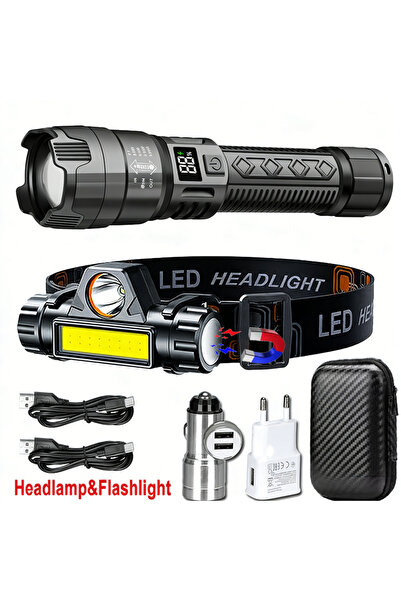 Choice مصباح يدوي عالي الطاقة من زووم، طراز B، بقوة 1000 لومن، مزود ببطارية م...