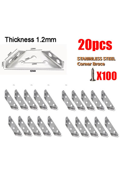 Choice 20 قطعة 1.2 مع برغي 5/10/20 قطعة زاوية فولاذية مقاومة للصدأ سميكة، رمز...