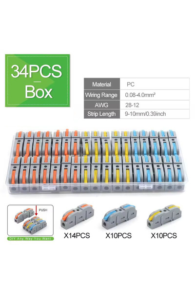 Choice1 Boxed Pct-211 Boxed 34Pcs Lever Quick Home Wire Connectors Terminals ...