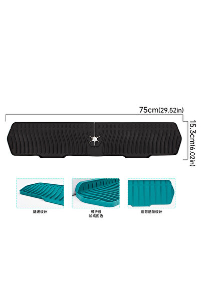 Choice black Silicone Sink Splash Guard,Slope Upgraded Faucet Mat,Sink Gadget...