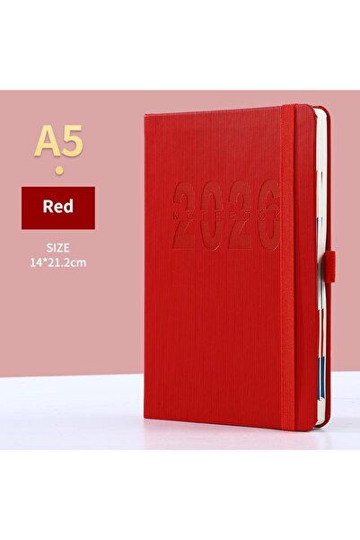 Choice4 Red High-quality 2026 Planner Notebook Daily Weekly Monthly Calendar ...
