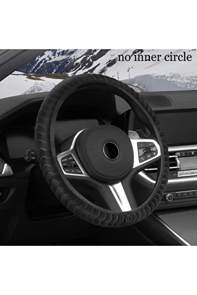 Choice غطاء عجلة قيادة سيارة من الصوف الناعم الأسود الفاخر، قطعة واحدة، متوفر...