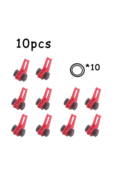 Choice خطافات صيد حمراء مكونة من 10 قطع مع مثبت أمان، طعم بلاستيكي وحلقتين لق...