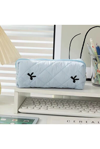 Choice C 1pcs Simple Solid Color Bowknot Pencil Case Portable Desktop Station...