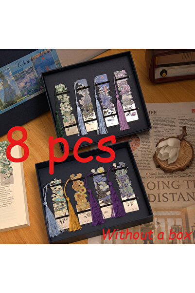 Choice 8 قطع من سلسلة لوحات زيتية عتيقة، فواصل كتب معدنية - مشبك لصفحات القرا...