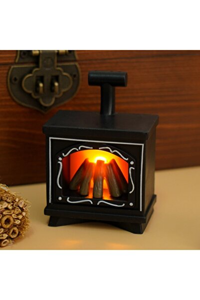 Choice مصباح مدفأة عتيق أسود بتقنية LED، مصباح شمعة، مصباح بيت الدمى المصغر، ...