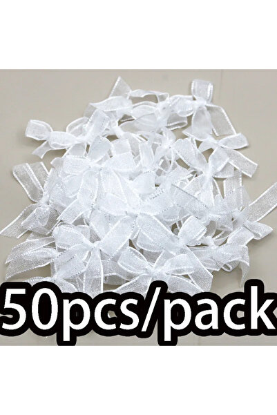Choice 3.5 × 4.5 سم أبيض (50 قطعة) فيونكات صغيرة من شريط الأورجانزا 3.5 × 4.5...