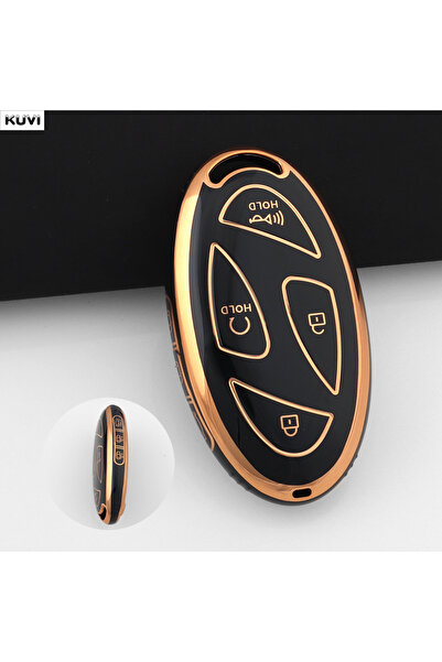 Choice12 غطاء حماية أسود ناعم من مادة TPU لمفتاح السيارة عن بعد، 7 أزرار، متو...