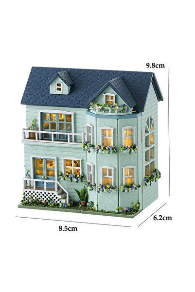 Choice نموذج تجميع بيت الدمى الخشبي D-005، فيلا الأميرة الوردية، طقم بناء ثلا...