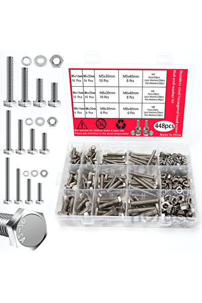 Choice 448 قطعة من مجموعات براغي مترية من الفولاذ المقاوم للصدأ، مقاسات M5 وM...