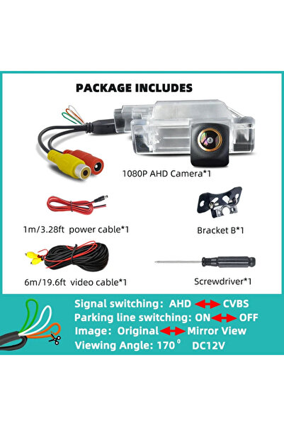 Choice AHD1080P Camera 170° AHD1080P or 720P Backup Camera Reverse Rear View ...