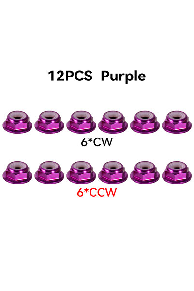 Choice1 Purple(6CW 6CCW) 12pcs M5 Motor Screw Nuts Aluminum Alloy CW CCW Flan...