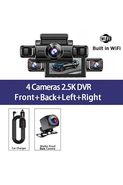 Choice7 كاميرا أمامية للسيارة YU24-4CH DVR بدقة 2.5K وعدسة رباعية بزاوية 360 ...