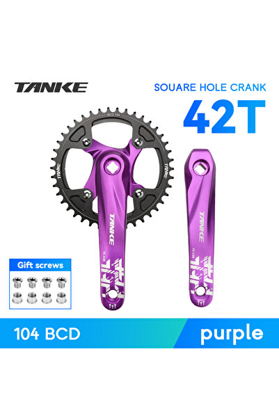 Choice ذراع تدوير بنفسجي - 42 سنًا، ترس دراجة TANKE ذو فتحة مربعة 104BCD 170 ...