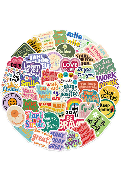 Choice ٥٠ قطعة من ملصقات التأكيدات الإيجابية، ملصقات هاراجوكو للتزلج على الأل...