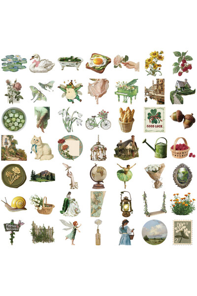 Choice ٥٠ قطعة من ملصقات الرسومات الأمريكية ذات الطابع الريفي القديم - لتزيين...