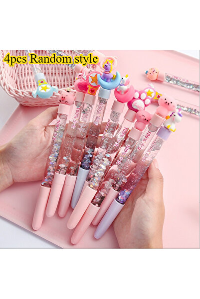 Choice 4pcs black Cute Cartoon Sparkle Gel Pens (1pc/3pcs) - Sequin-Filled An...