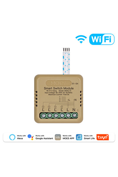 Choice وحدة تحكم ذكية صغيرة MOES Tuya WiFi Zigbee بـ 4 منافذ، قابلة للتركيب ا...