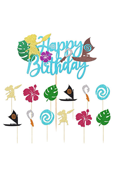 Choice مجموعة من 13 قطعة لتزيين كعكة موانا، زينة لامعة للكب كيك، زينة لحفلات ...