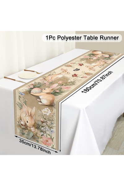 Choice 05 Easter Rabbit Table Runner Bunny Egg Table Cover For Home Kitchen D...