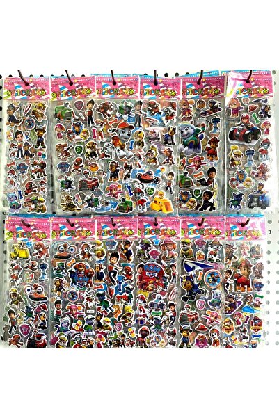 PAW PATROL 17×7×1 سم، مجموعة من 12 قطعة من ملصقات الأطفال البارزة، هدية مثالي...