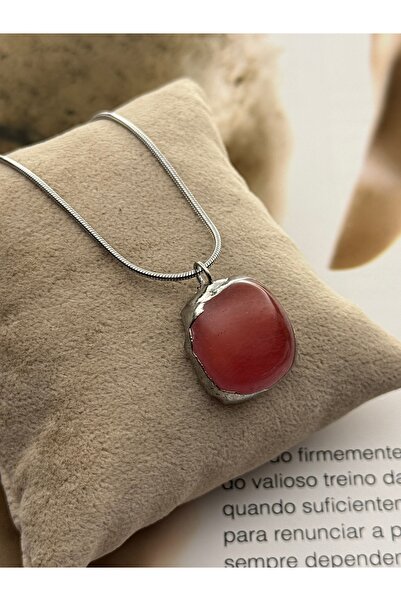 roshel Tarnish Free Steel Natural Stone Pendant Silver Color Women Necklace S...