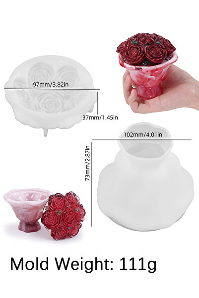 Choice قالب راتنج رمادي فاتح على شكل مرطبان ورد لعيد الحب مع غطاء، صندوق تخزي...