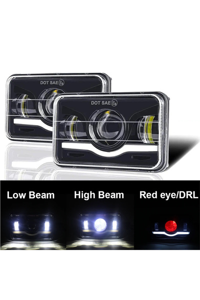 Choice 2 PCS 12V 24V 4x6 inch LED Headlights H4 Led Work Light Square Light R...