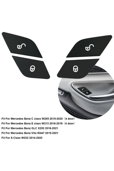 Choice1 black Car Door Lk Unlk Switch Button Decoration Sticker for Mercedes ...