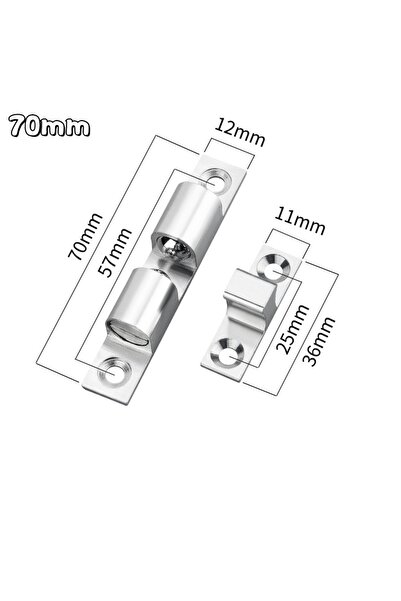 Choice 6 قطع فضية - 70 مم، 3/6 قطع، مزلاج كروي لأبواب الخزائن، مزلاج كروي مزد...