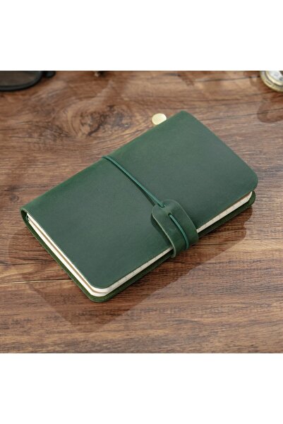 Choice دفتر ملاحظات سفر قابل لإعادة التعبئة مصنوع من جلد أصلي الأخضر، دفتر مل...