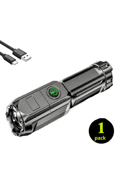 Heinast مصباح يدوي قوي بتقنية LED قابل لإعادة الشحن عبر منفذ USB، مزود ببطاري...