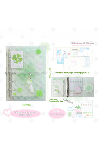 Choice1 Four Ieaf Clover Mini Portable Twill Ioose leaf Notebook Three Fold S...