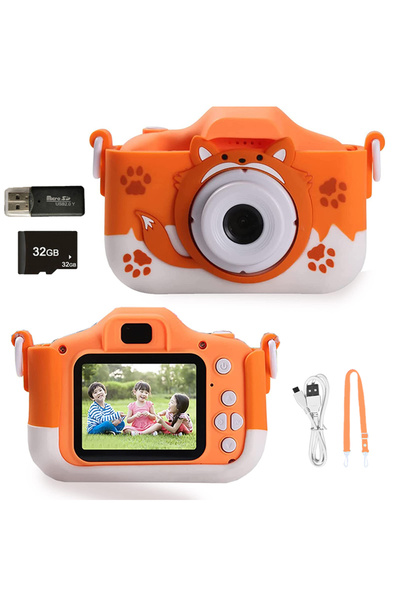 Choice كاميرا رقمية للأطفال X5S برتقالية اللون، مزودة ببطاقة ذاكرة TF سعة 32 ...