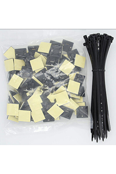 Choice1 مجموعة من 100 قطعة سوداء مقاس 20 مم، تتضمن حامل ربطات كابلات لاصق مع ...