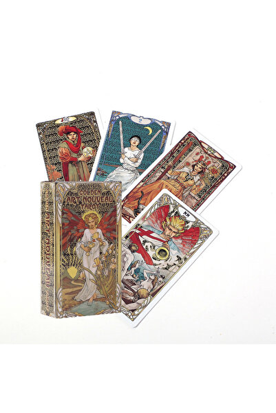 Choice XJW68 Golden Art Nouveau Tarot Deck 78 Cards with Guidebook Cards Occu...