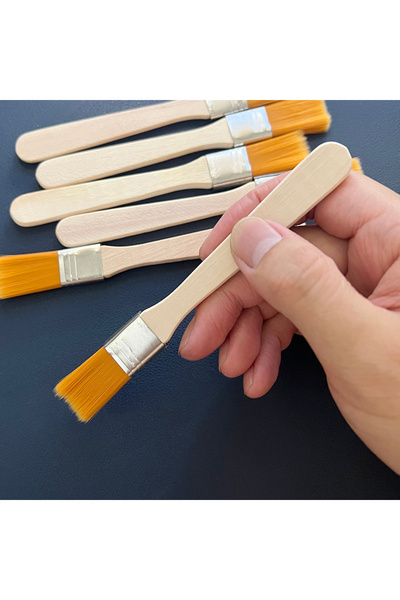 Choice 6 قطع من فرش طلاء مربعة الشكل صفراء اللون مصنوعة من النايلون، بمقابض خ...