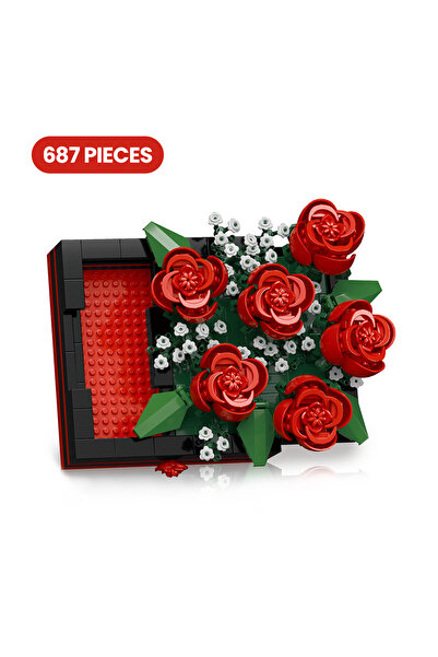 Choice رف عرض زهور أحمر بتصميم MOC، مكعبات بناء صغيرة، نباتات عصارية، نموذج م...