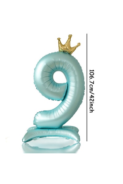 Choice 42inch Number 9 42inch 0-9 Blue Crown Number Balloons Princess Theme H...