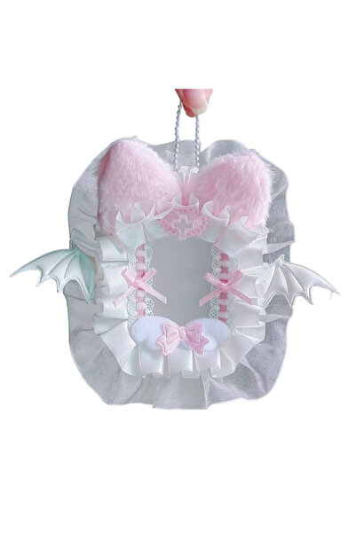 Choice حامل بطاقات بوكر وردي لطيف من القطيفة والدانتيل، حافظة بطاقات صور كيبو...