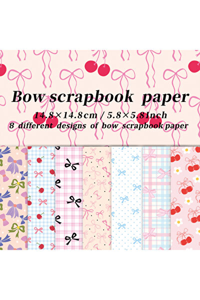 Choice ورق مزخرف بفيونكة - 8 أوراق، ورق قصاصات مزين بفيونكة، ورق مقوى مزخرف ب...