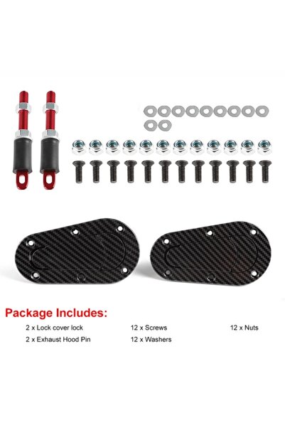 Choice carbon fiber no lock 2Pcs Universal Racing Car Hood Pin Engine Bonnet ...