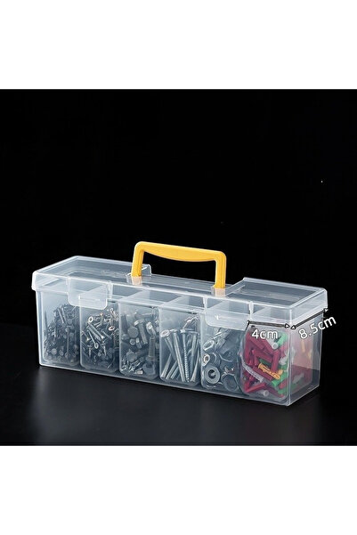 Choice صندوق تخزين أدوات معدنية شفاف اللون، منظم أدوات شفاف متعدد الأقسام، بر...